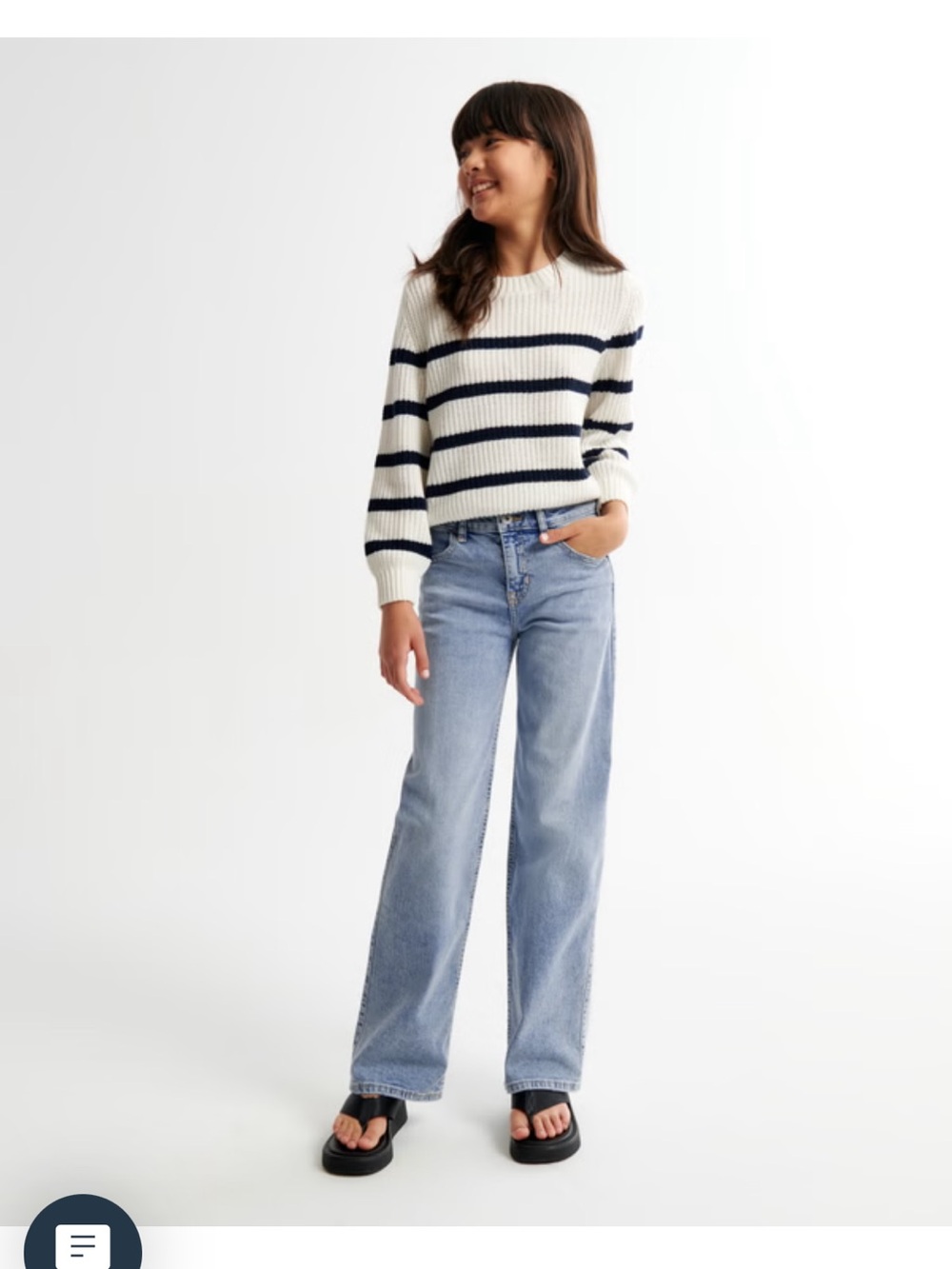 Girls high rise wide leg light wash jeans - Picture 4 of 4